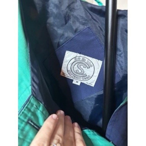 Vintage Colorblock Track Jacket Navy Teal White Athletic Sportswear Size M - Picture 3 of 5